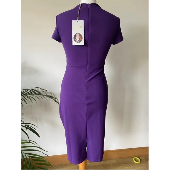 Stephanie Pratt Purple Bodycon Dress Size 10 - Picture 3 of 3